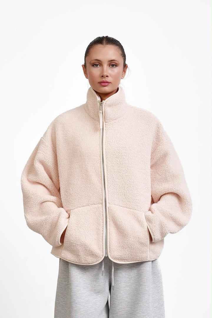 Peregrine Upright Collar Zippered Plush Jacket